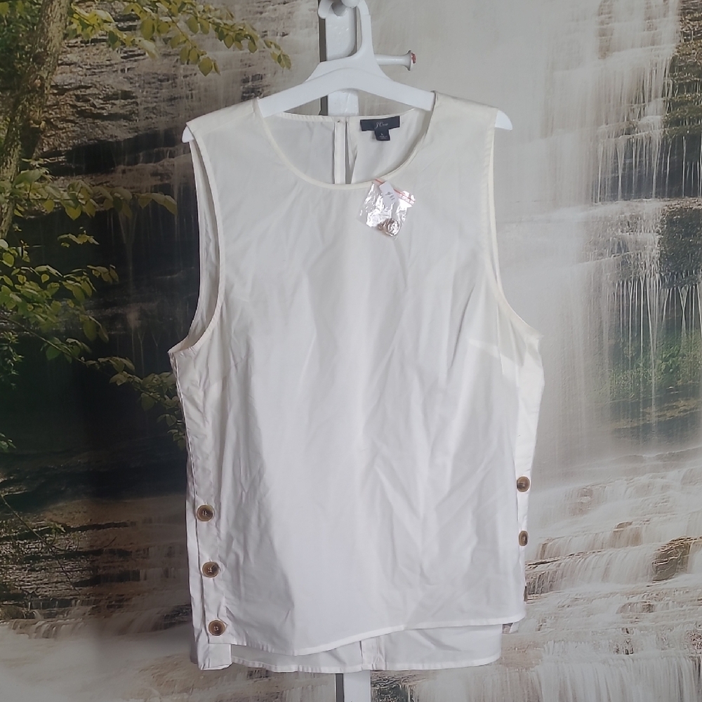 New with tags! J. Crew Womens Large White Sleeveless Boxy Dressy Blouse